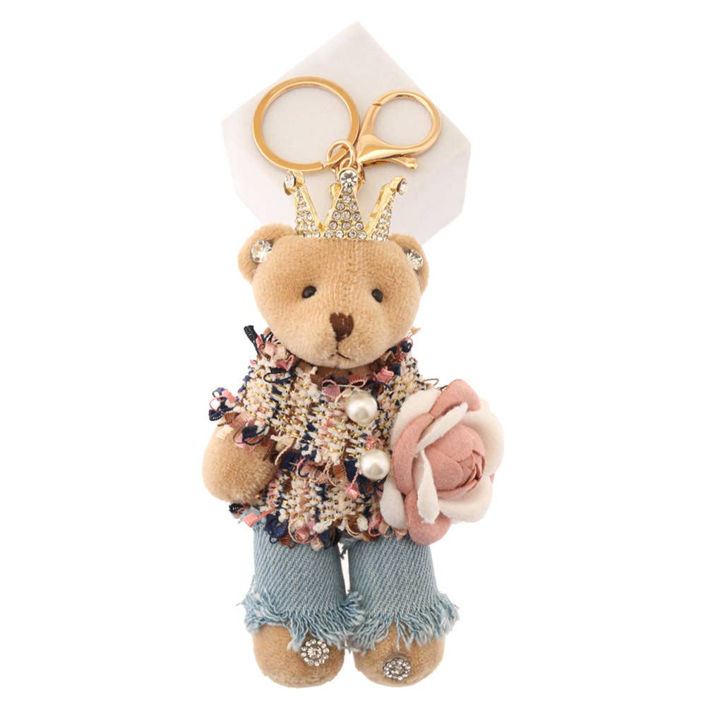 JOIA ACCESSORIES - CUTE OUTFIT TEDDY BEAR WITH RHINESTONE CROWN EARR, LVKL 102