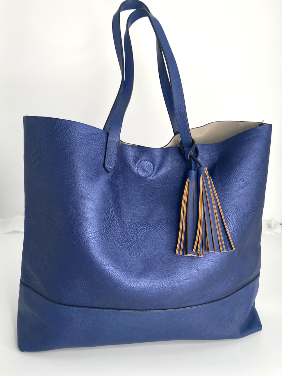 COBALT BLUE LEATHER LARGE TOTE (One Left)