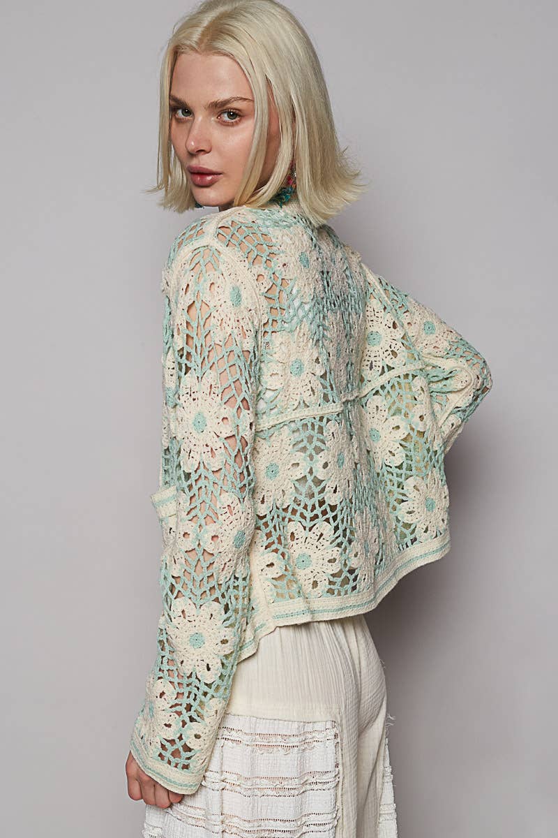 Mint Cream Lace Crochet Spring Cardigan by POL DROPS May 7th