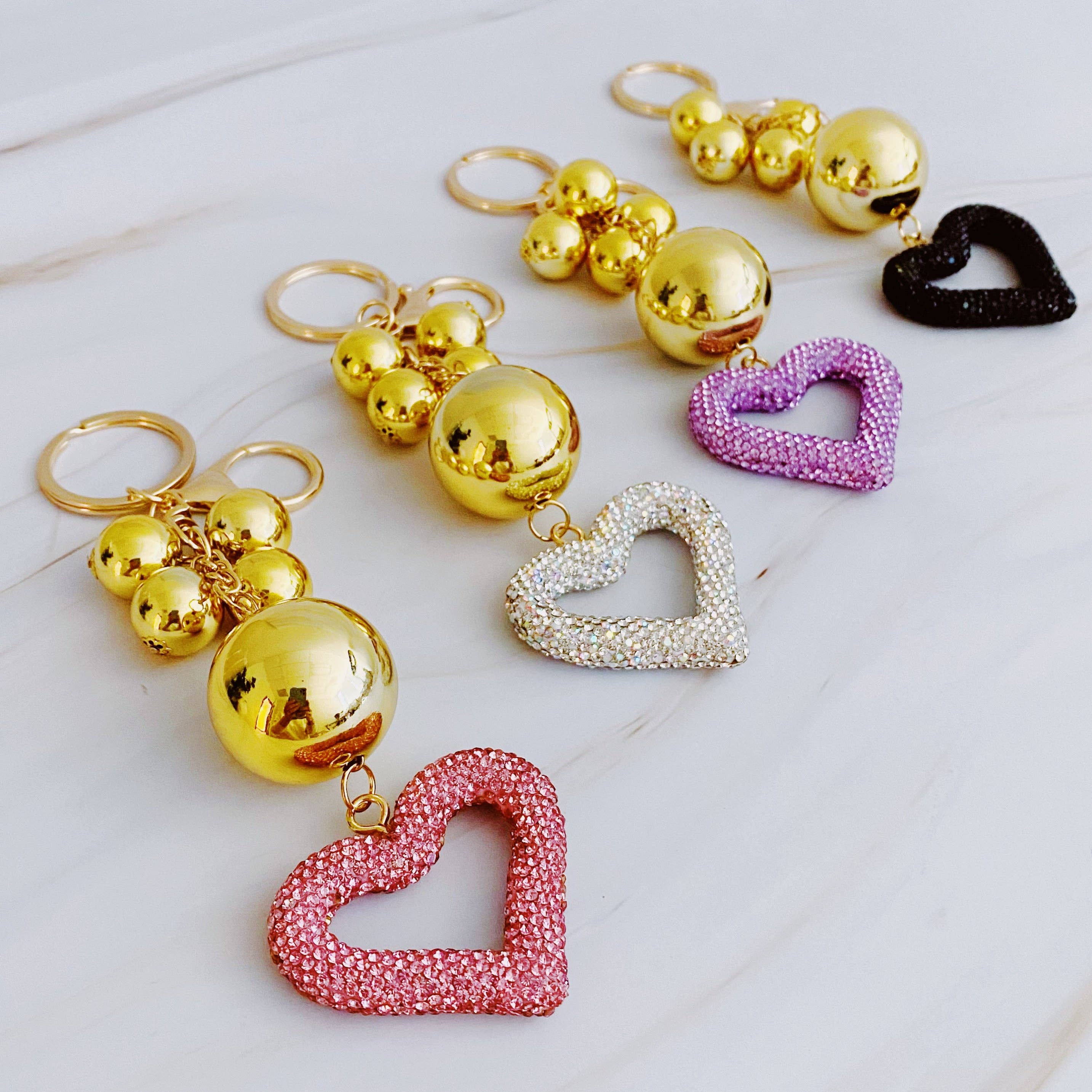 It Girl Glam Heart Bauble Key Chain Purse Charm (Color Options)