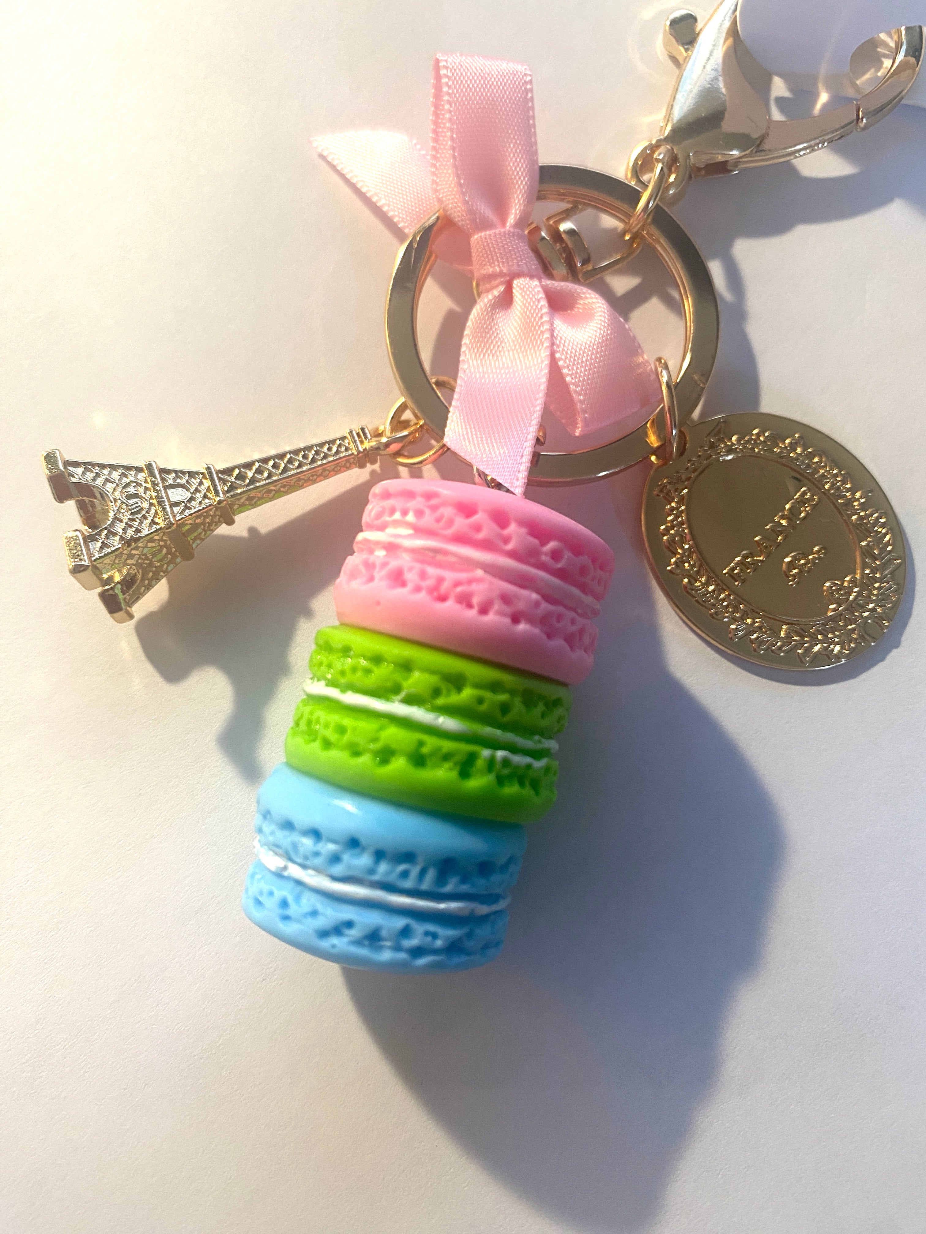 Paris Eiffel Tower Macaroon Stack Purse Charm Key Chain (Color Options)