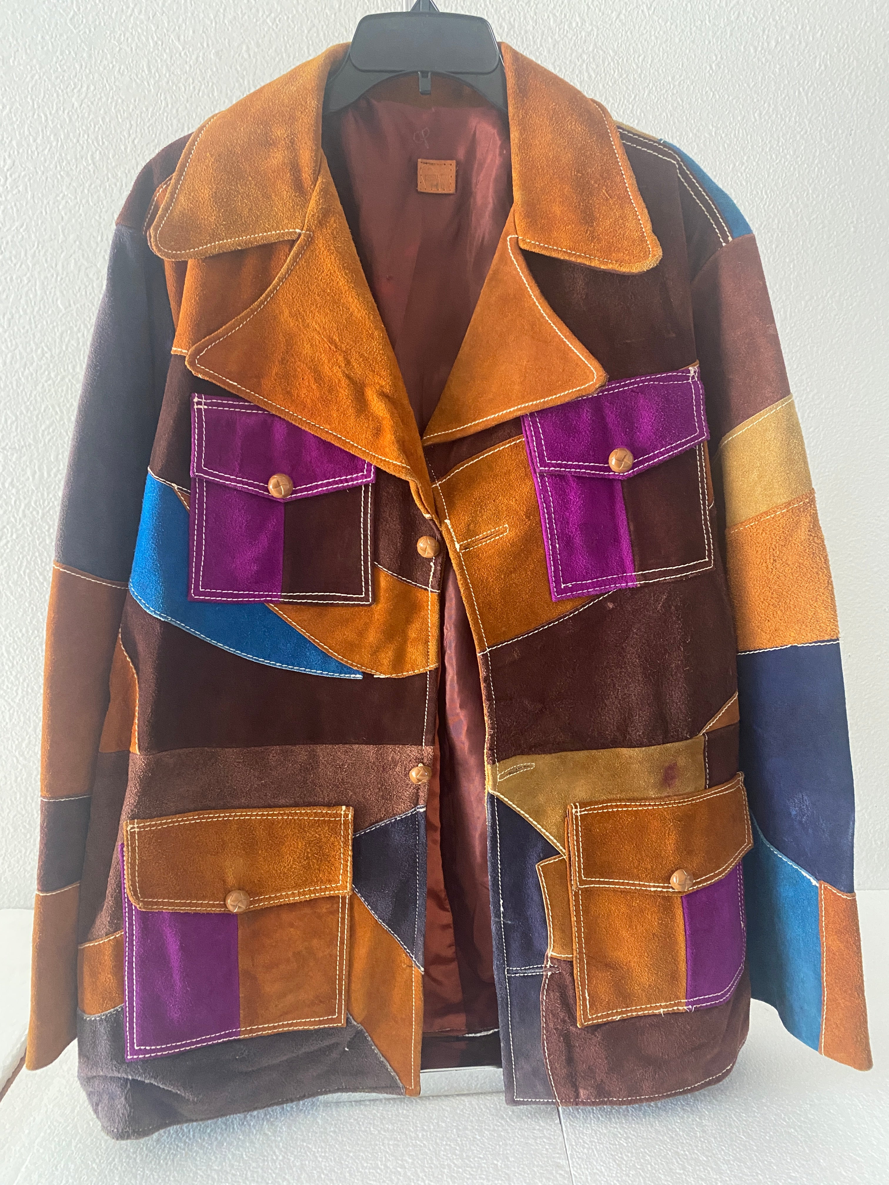 1970's Suede Patchwork Mens Coat