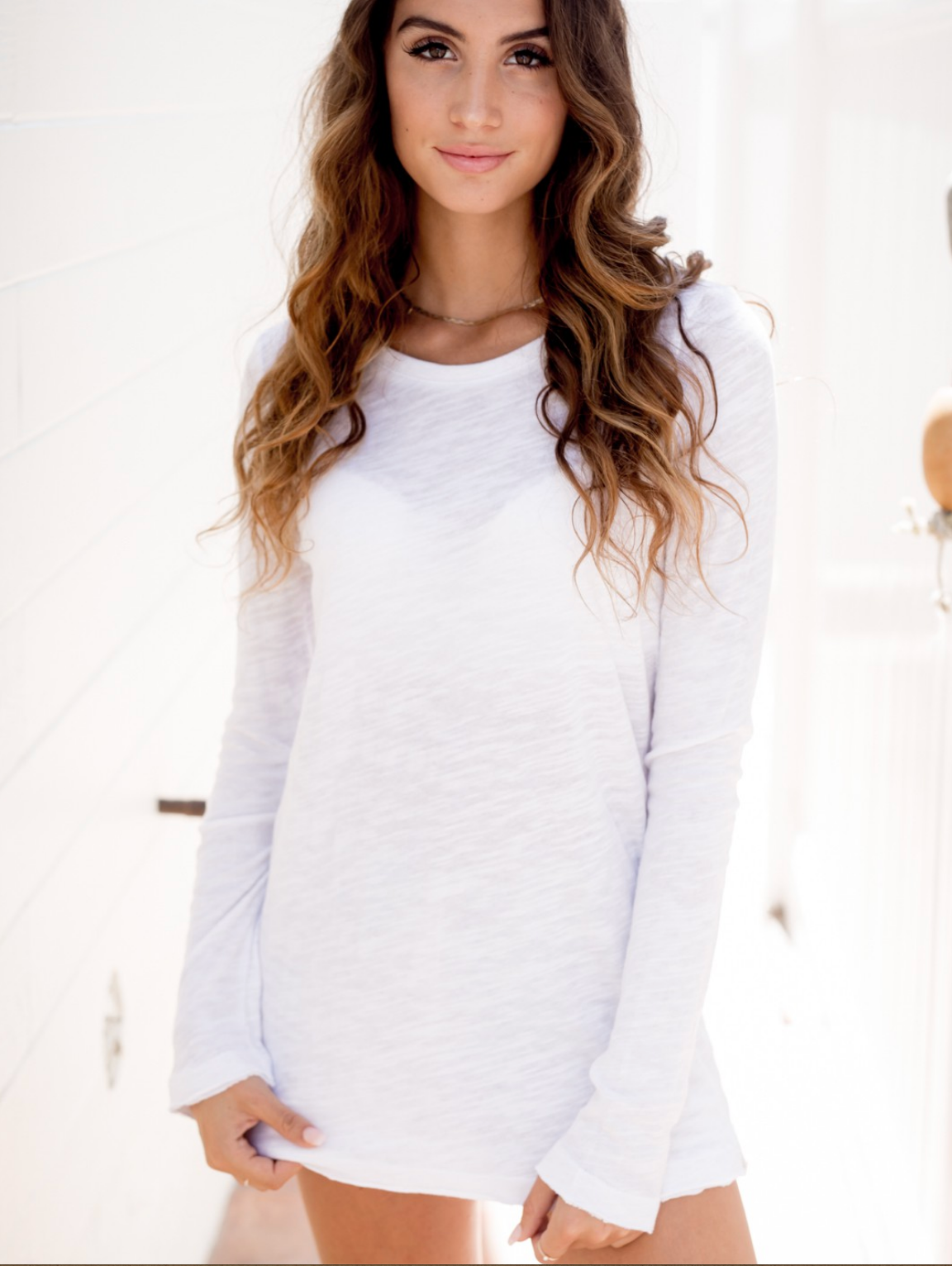 SOFTEST COZIEST SLUB WHITE LONG SLEEVE TEE