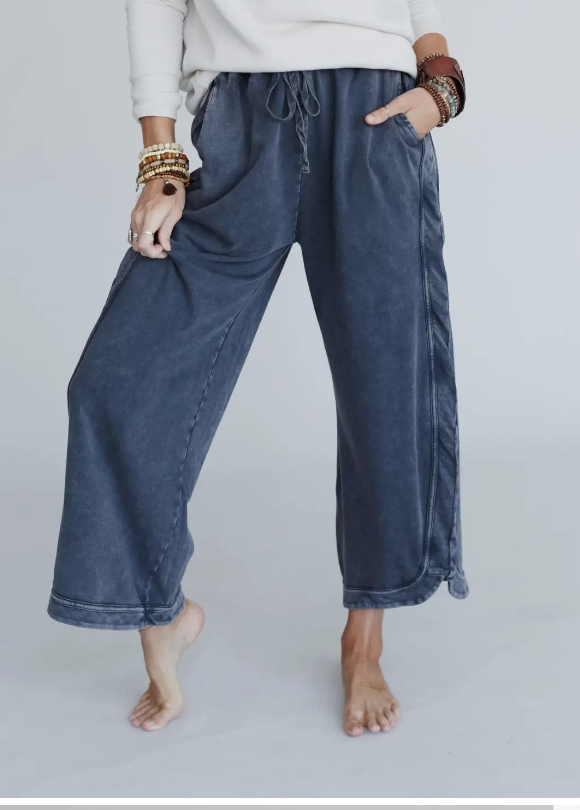 Cropped COZY TRENDY Lounge Yoga Boho Pants-Charcoal