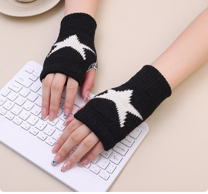 FINGERLESS STAR KNIT GLOVES