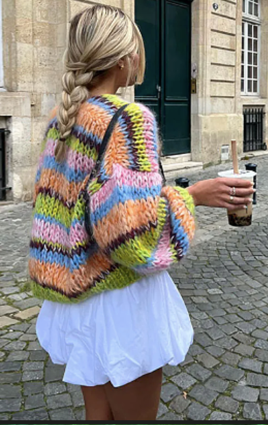 Multi Color Mohair Lantern Sweater -Italy- AVAILABLE OCT 9TH