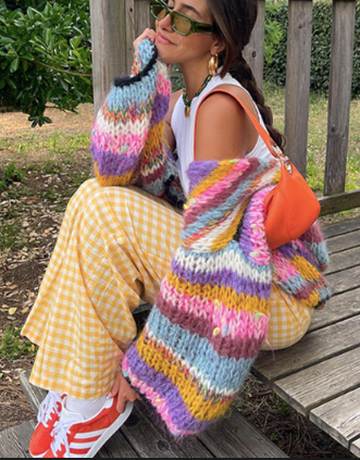 Multi Color Mohair Lantern Sweater -Italy AVAILABLE OCT 9