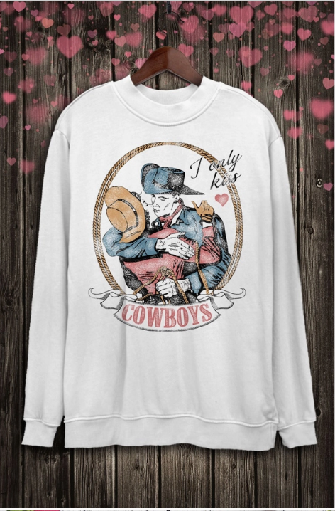 I ONLY KISS COWBOYS MINERAL WASH SWEATSHIRT
