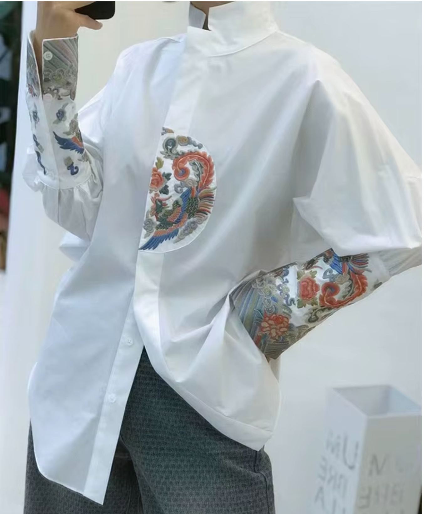 Embroided White Dress Shirt