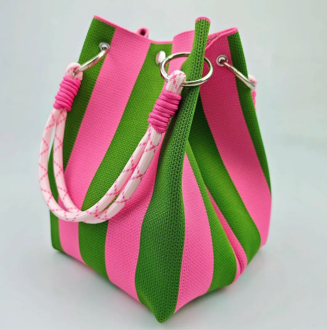 Emerald Pink KNITTED BEACH TRAVEL WEEKEND TOTE