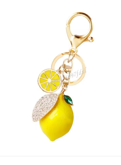 GET YOUR FRESH LEMON Rhinestone Purse Charm Key Chain