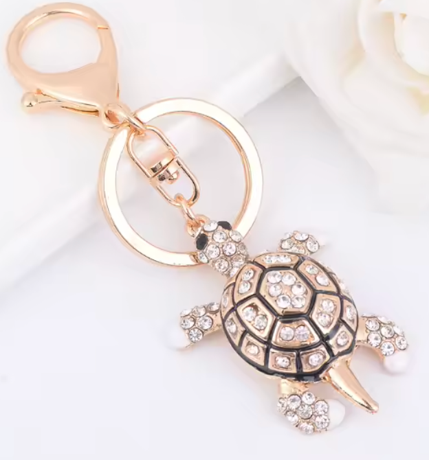 OCEAN SIDE SEA TURTLE RHINESTONE PURSE CHARM Key Chain