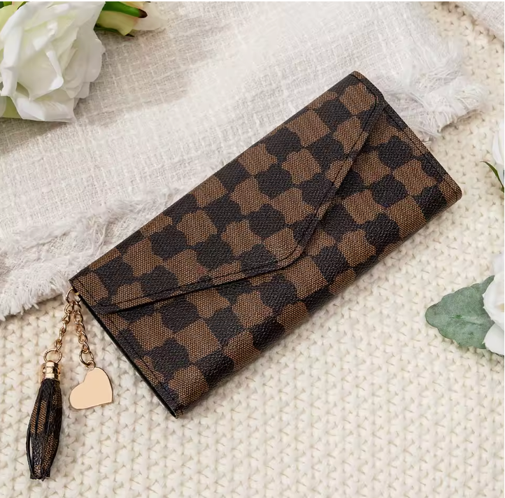 Monogramed Leather Wallet Purse Charm Tassel (Color Options)