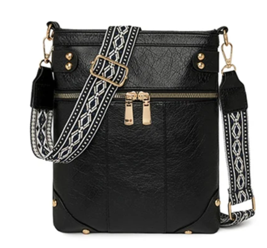 BLACK LEATHER MINI CROSSBODY DROPS. SEPT 10
