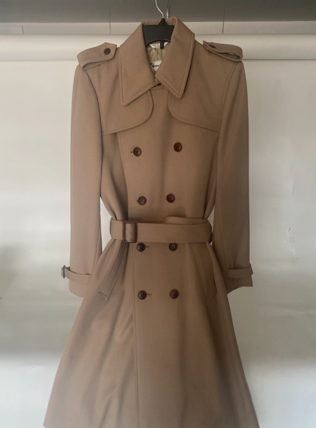 VINTAGE PIERRE CARDIN WOOL GABARDINE TRENCH COAT DESIGNER
