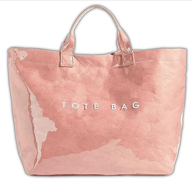 PINK LARGE SHINEY PATTON PLASTIC TOTE BAG