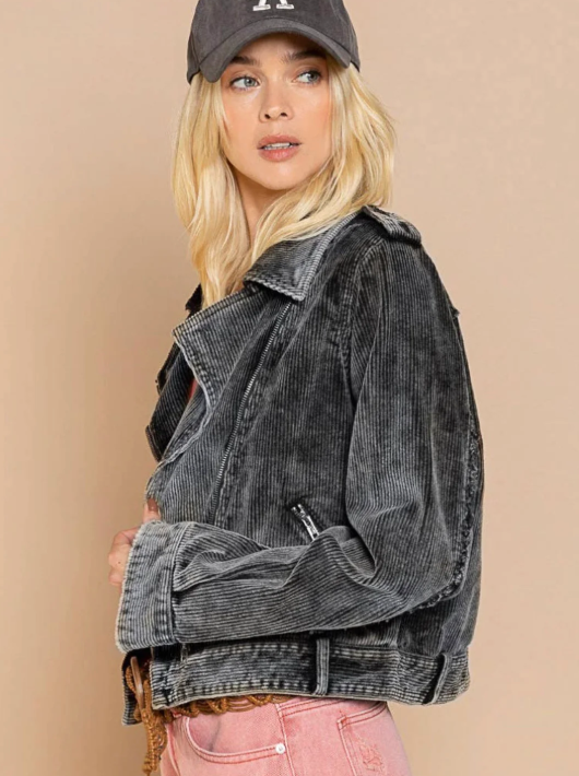 Distressed Corduroy Rider Jacket (Color Options)