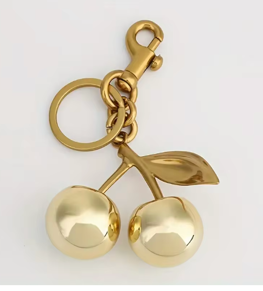 GOLDEN CHERRIES PURSE CHARM KEY CHAIN