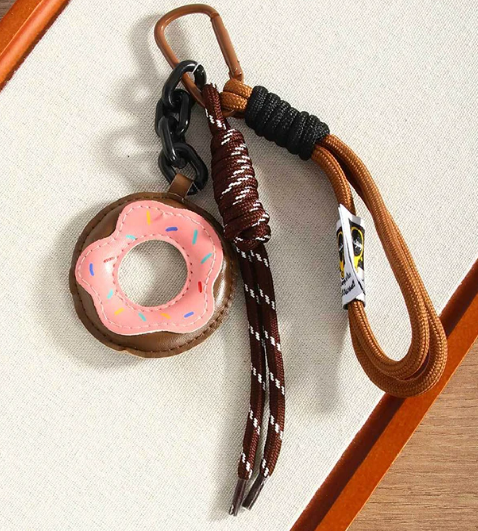 Pink Icing and Sprinkles Donut Purse Charm Key Chain