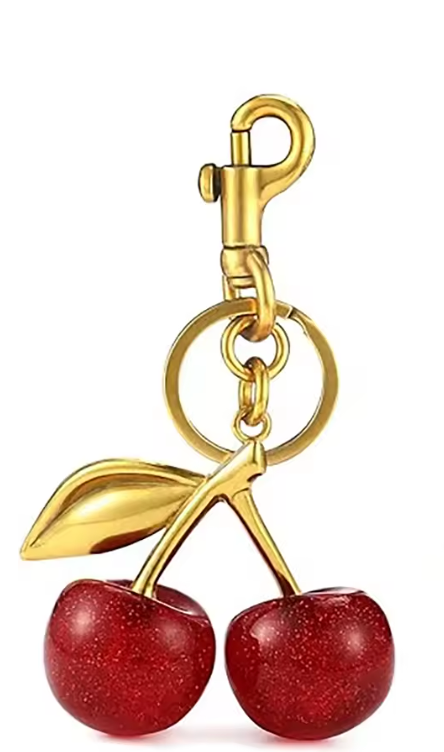 RED CHERRIES PURSE CHARM KEY CHAIN