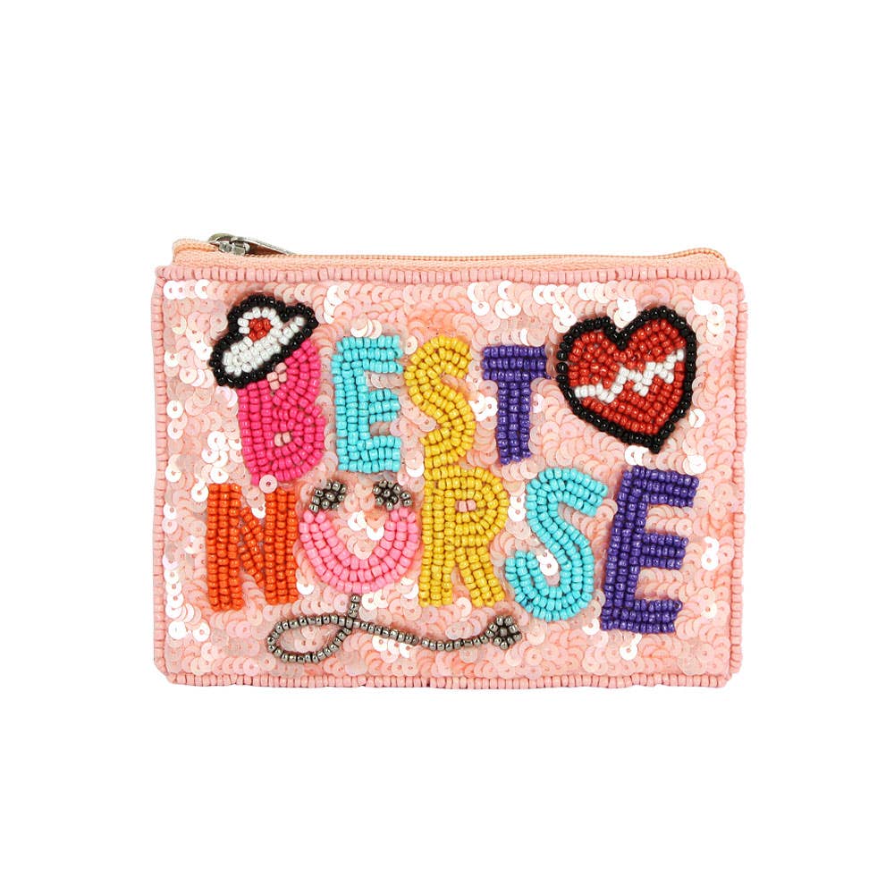 BEST NURSE  Beaded Mini Pouch Bag