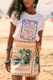 Vacation Print Asymmetrical Beach Mini Skirt