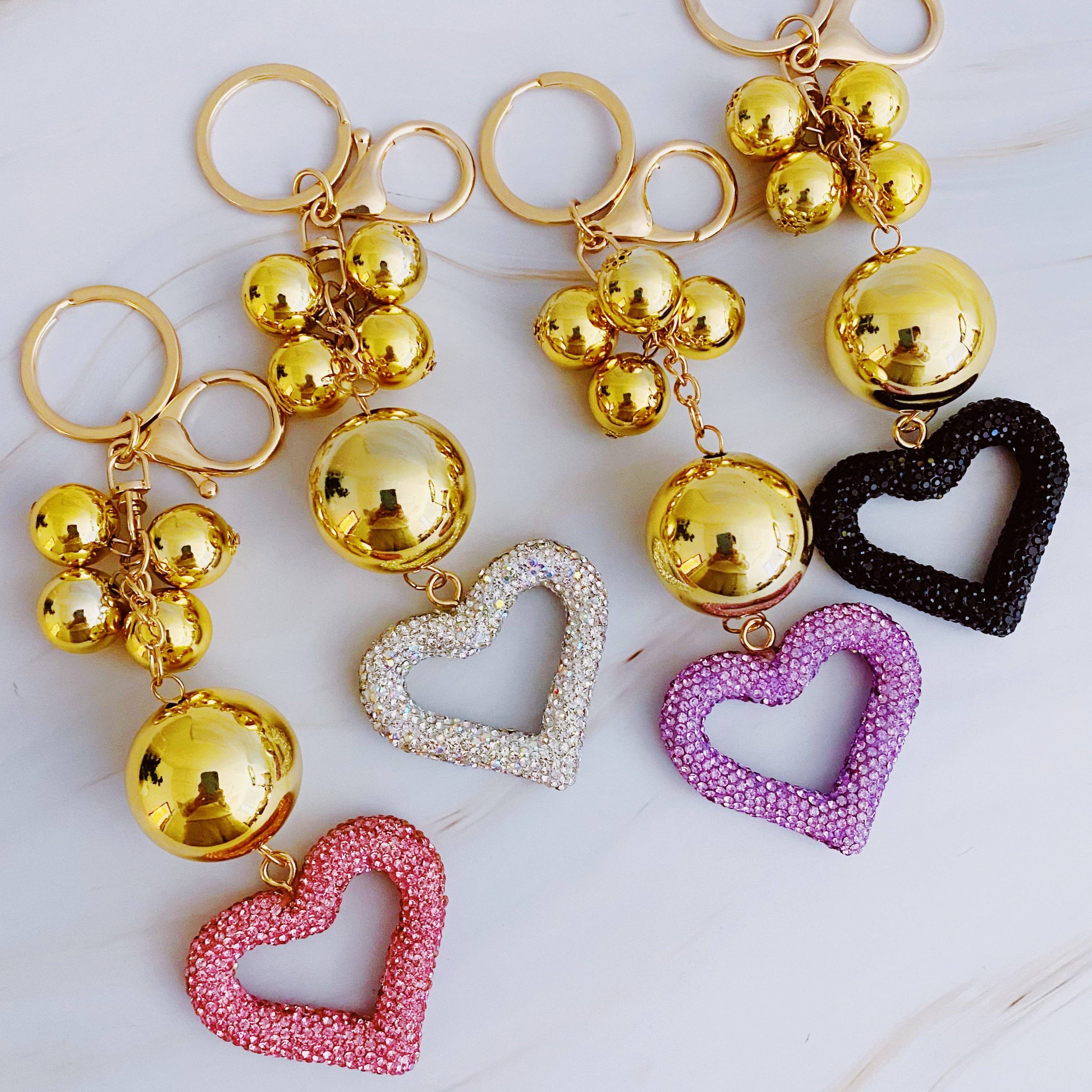 It Girl Glam Heart Bauble Key Chain Purse Charm (Color Options)