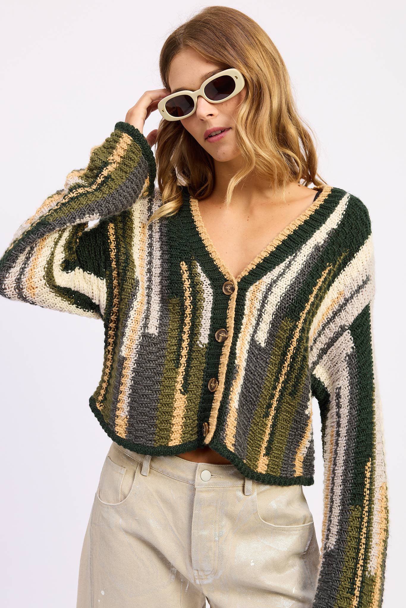 Emory Park - COLOR MIXED CARDIGAN TOP
