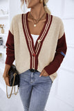 Contrast Button Up Dropped Shoulder Cardigan (Color Options)