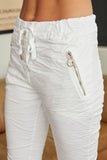 SUMMER SALE: WHITE RAW EDGE HEM JOGGERS Made in Italy
