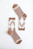 Blended Faux Mohair Diamond Pattern  Crew Socks (Color Options)