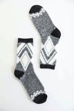 Blended Faux Mohair Diamond Pattern  Crew Socks (Color Options)