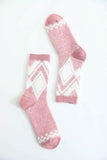 Blended Faux Mohair Diamond Pattern  Crew Socks (Color Options)