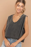 Mineral Washed Rhinestone Sleeveless Tank (Color Options)