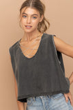 Mineral Washed Rhinestone Sleeveless Tank (Color Options)