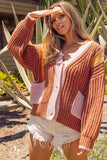 COLOR BLOCK OVERSIZED CARDIGAN SWEATER
