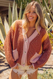 COLOR BLOCK OVERSIZED CARDIGAN SWEATER