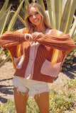 COLOR BLOCK OVERSIZED CARDIGAN SWEATER