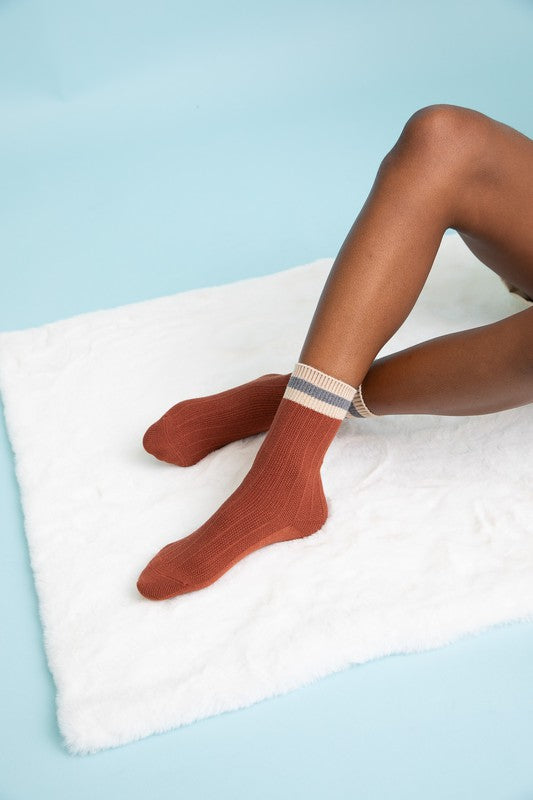 Color Block Winter Crew Socks COZY (Color Options)