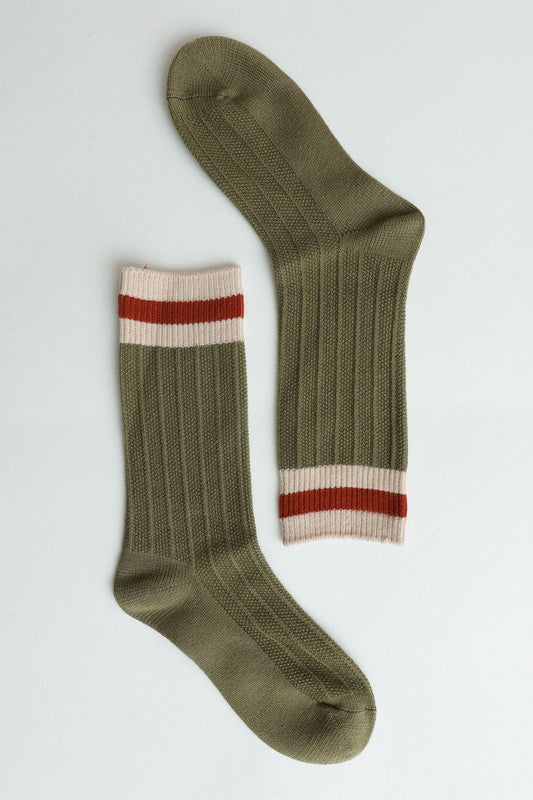 Color Block Winter Crew Socks COZY (Color Options)