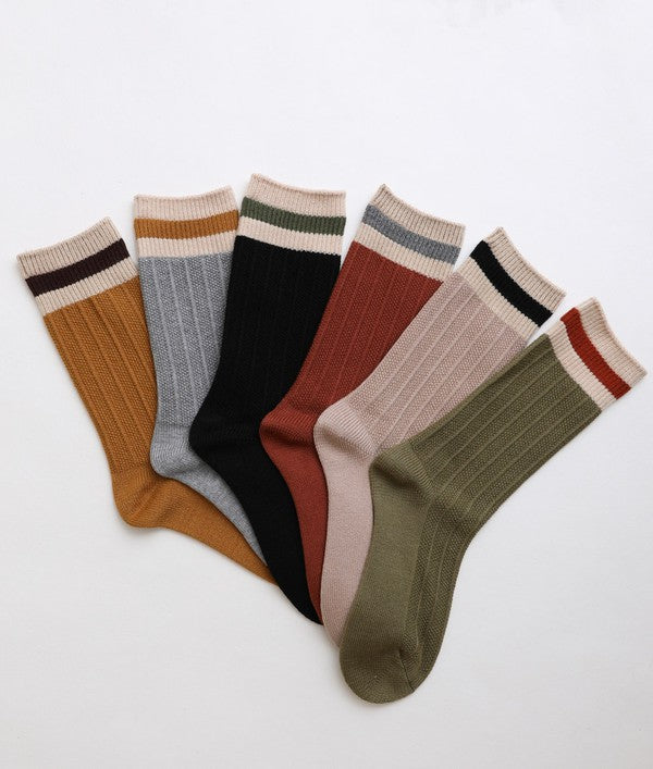 Color Block Winter Crew Socks COZY (Color Options)