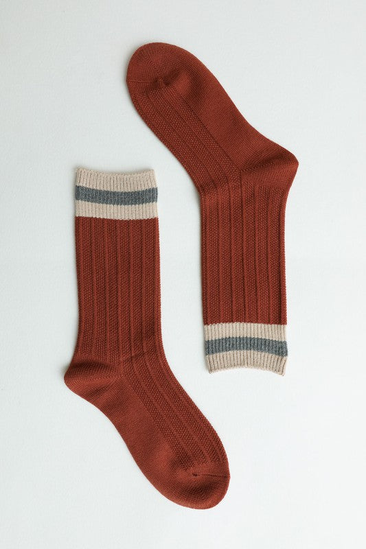 Color Block Winter Crew Socks COZY (Color Options)
