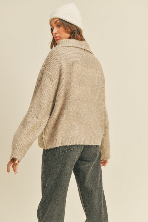 Rib Knit Champaign  Cardigan (only Large Left)