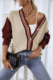 Contrast Button Up Dropped Shoulder Cardigan (Color Options)