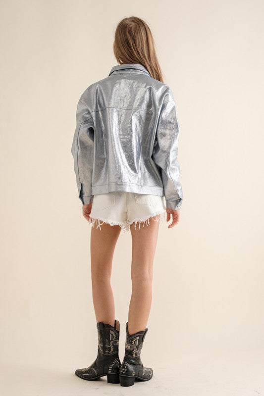 Silver Metallic Rider Jacket