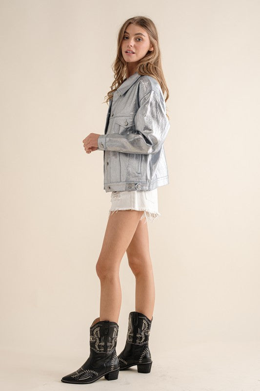 Silver Metallic Rider Jacket