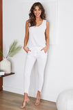 WHITE RAW EDGE HEM JOGGERS Made in Italy