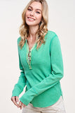 Mineral Wash V Neck Henley (Color Options)