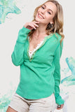 Mineral Wash V Neck Henley (Color Options)