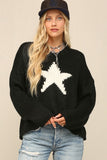Black Cable Knit Star Sweater